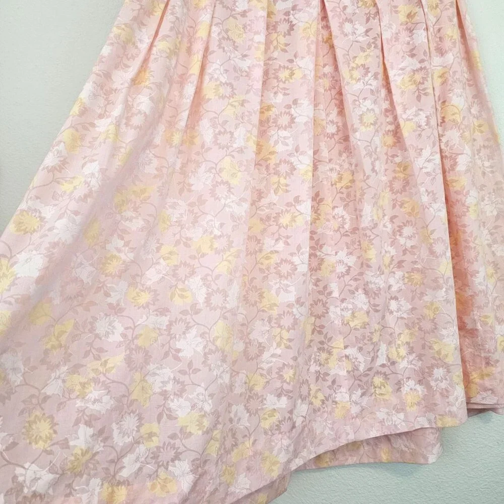 VTG 60's American Floral Pink Midi Skirt Cotton Blend Sz 24W Made USA UNION